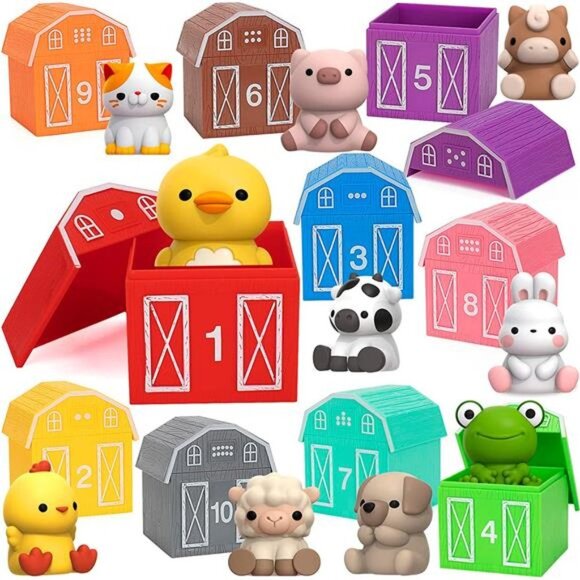 Learning Toys for 1,2,3 Year Old, 20 Pcs Farm Animals Toy, Counting Skill